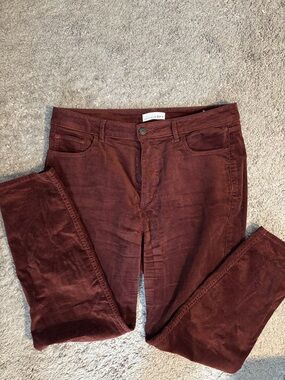 LOFT Deep Wine Velvet Slim Pants